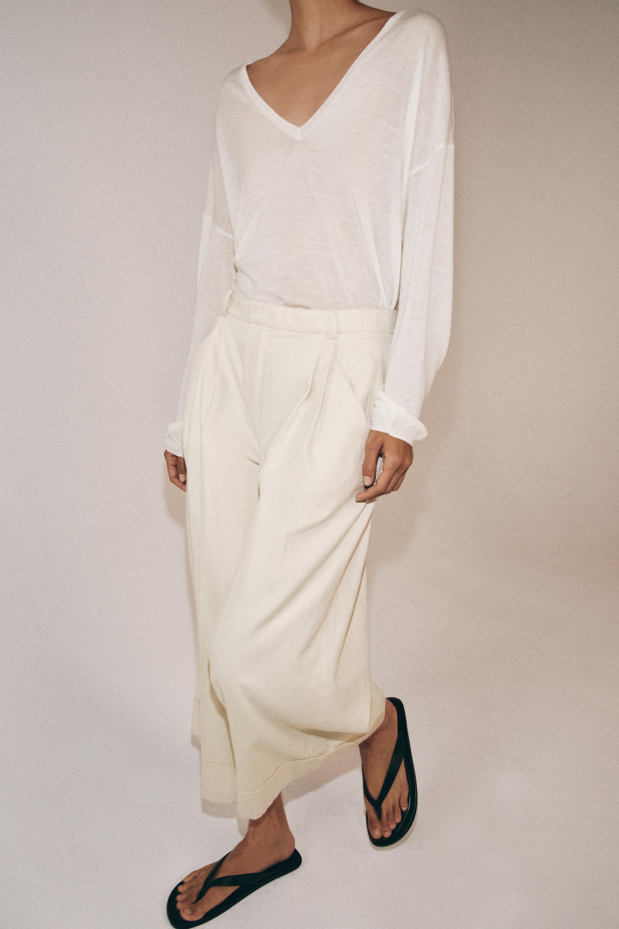 PANTALON À PLIS AVEC LIN ZW COLLECTION